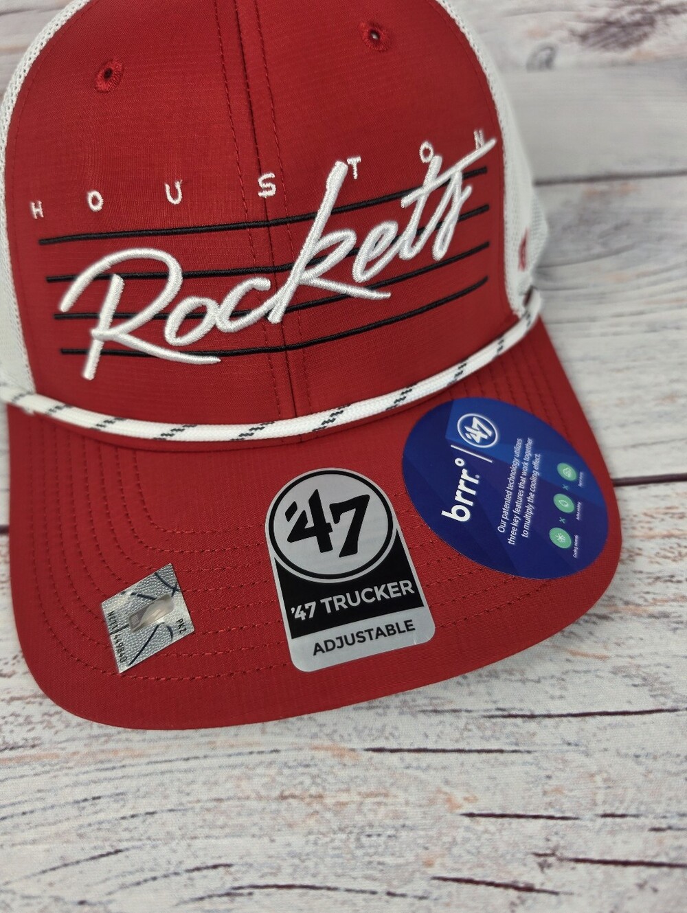 NEW Houston Rockets NBA '47 Brand Script Trucker Rope Adjustable Snapback Mesh - Picture 2 of 7